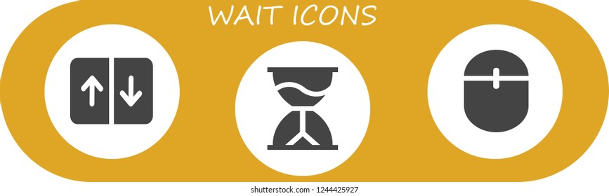 Vector icons pack of 3 filled wait icons. Simple modern icons about  - Elevator, Hourglass, Mouse