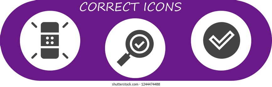 Vector icons pack of 3 filled correct icons. Simple modern icons about  - Eraser, Check mark, Check