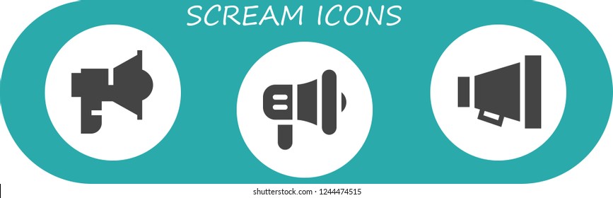 Vector icons pack of 3 filled scream icons. Simple modern icons about  - Loudspeaker, Megaphone