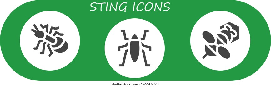 Vector icons pack of 3 filled sting icons. Simple modern icons about  - Ant, Insect, Bee