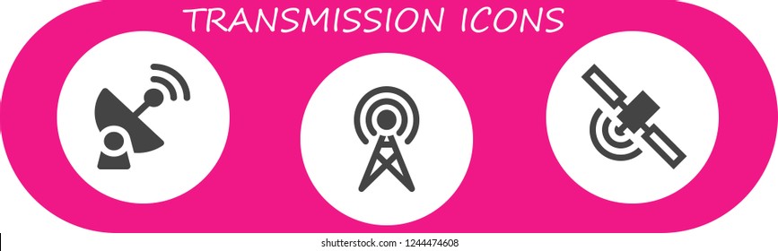 Vector icons pack of 3 filled transmission icons. Simple modern icons about  - Satellite, Antenna, Signal