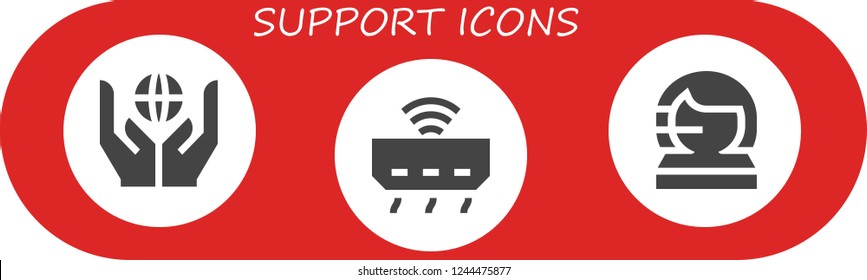 Vector icons pack of 3 filled support icons. Simple modern icons about  - Worldwide, Router, Call center