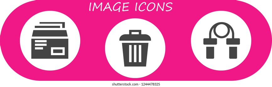 Vector icons pack of 3 filled image icons. Simple modern icons about  - Envelope, Trash, Jumping rope