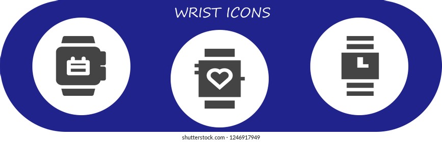Vector icons pack of 3 filled wrist icons. Simple modern icons about  - Smartwatch, Wristwatch
