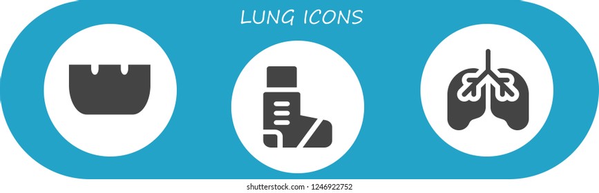 Vector icons pack of 3 filled lung icons. Simple modern icons about  - Ashtray, Inhaler, Lungs