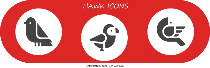 Vector icons pack of 3 filled hawk icons. Simple modern icons about  - Bird