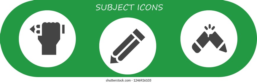 Vector icons pack of 3 filled subject icons. Simple modern icons about  - Pencil