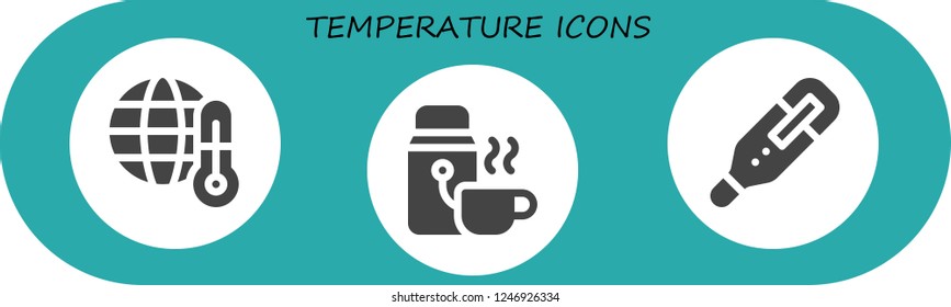 Vector icons pack of 3 filled temperature icons. Simple modern icons about  - Global warming, Thermo, Thermometer