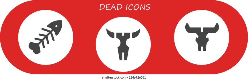 Vector icons pack of 3 filled dead icons. Simple modern icons about  - Fishbone, Skull