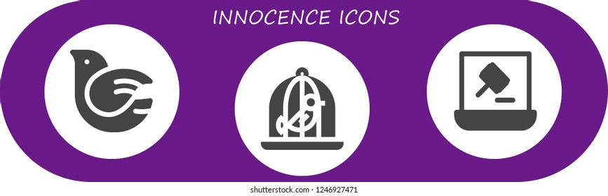 Vector icons pack of 3 filled innocence icons. Simple modern icons about  - Dove, Auction