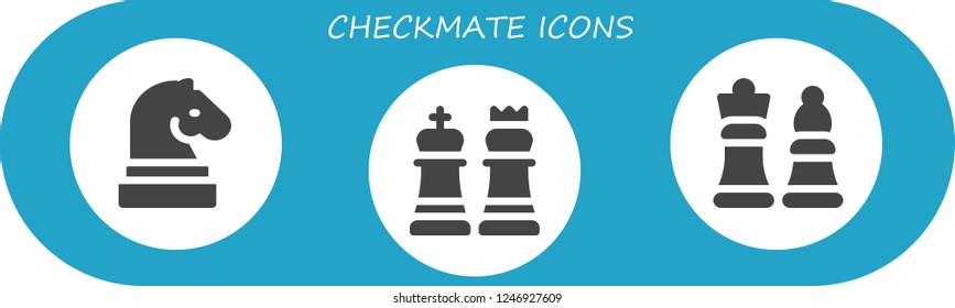 Vector icons pack of 3 filled checkmate icons. Simple modern icons about  - Chess