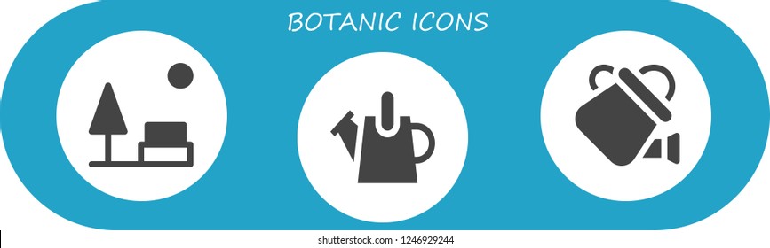 Vector icons pack of 3 filled botanic icons. Simple modern icons about  - Park, Watering can