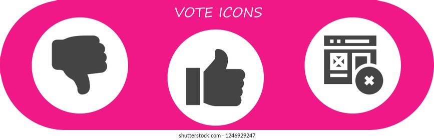 Vector icons pack of 3 filled vote icons. Simple modern icons about  - Dislike, Like, Web