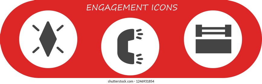 Vector icons pack of 3 filled engagement icons. Simple modern icons about  - Diamond, Ring