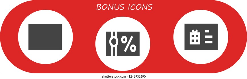 Vector icons pack of 3 filled bonus icons. Simple modern icons about  - Gift card, Gift voucher