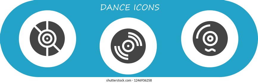 Vector icons pack of 3 filled dance icons. Simple modern icons about  - Vinyl