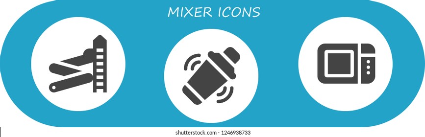 Vector icons pack of 3 filled mixer icons. Simple modern icons about  - Slider, Shaker, Microwave oven