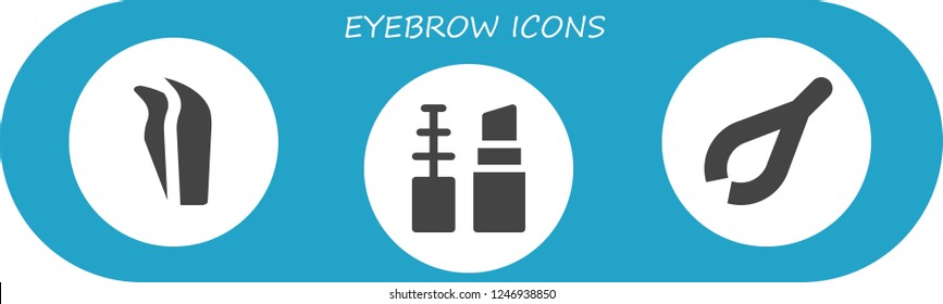 Vector icons pack of 3 filled eyebrow icons. Simple modern icons about  - Tweezers, Make up