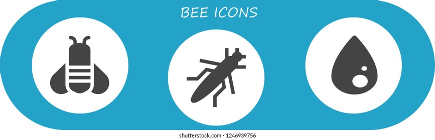 Vector icons pack of 3 filled bee icons. Simple modern icons about  - Bee, Grasshopper, Liquify