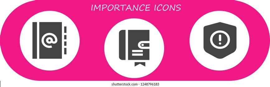 Vector icons pack of 3 filled importance icons. Simple modern icons about  - Agenda, Warning