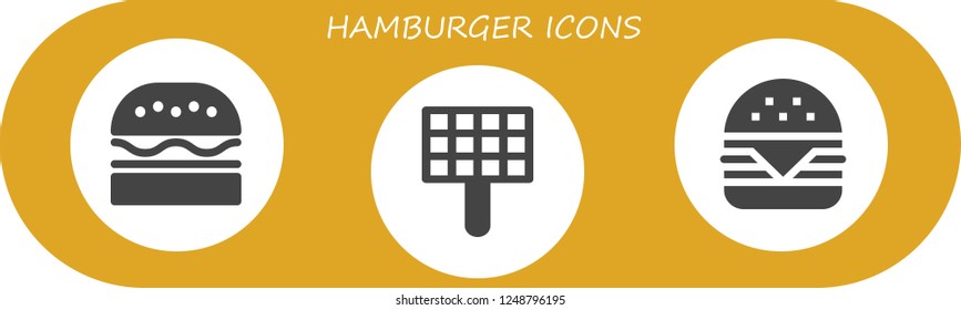 Vector icons pack of 3 filled hamburger icons. Simple modern icons about  - Burger, Grill, Hamburger