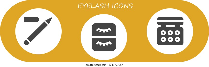 Vector icons pack of 3 filled eyelash icons. Simple modern icons about  - Eyeliner, Eyelash, Eye shadow