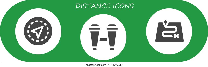 Vector icons pack of 3 filled distance icons. Simple modern icons about  - Gps, Binoculars, Route