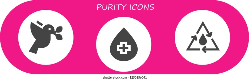 Vector icons pack of 3 filled purity icons. Simple modern icons about  - Dove, Water