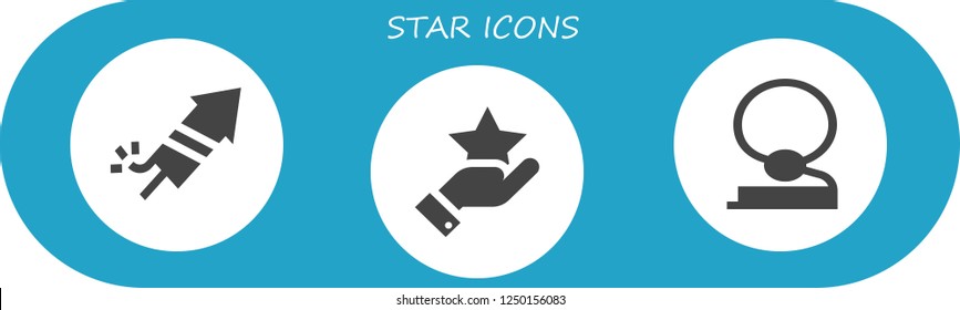 Vector icons pack of 3 filled star icons. Simple modern icons about  - Fireworks, Star, Cowboy