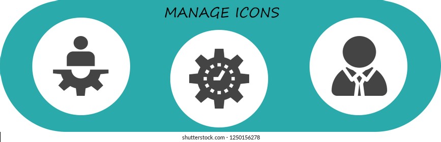 Vector icons pack of 3 filled manage icons. Simple modern icons about  - Manager, Management
