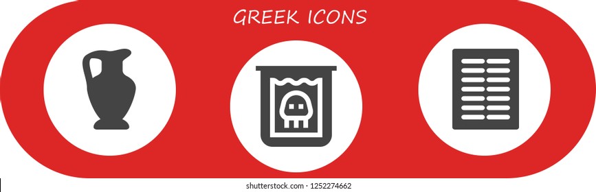 Vector icons pack of 3 filled greek icons. Simple modern icons about  - Vase, Creature, Columns