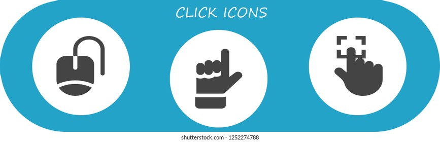 Vector icons pack of 3 filled click icons. Simple modern icons about  - Mouse, Hand, Touch