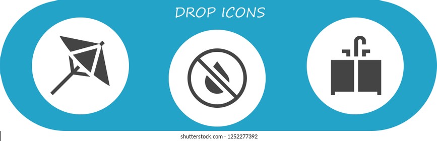 Vector icons pack of 3 filled drop icons. Simple modern icons about  - Umbrella, Ink, Sink