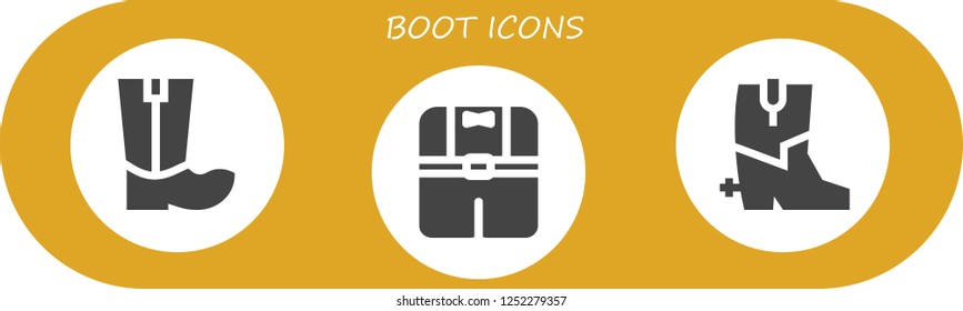 Vector icons pack of 3 filled boot icons. Simple modern icons about  - Boots, Clothes