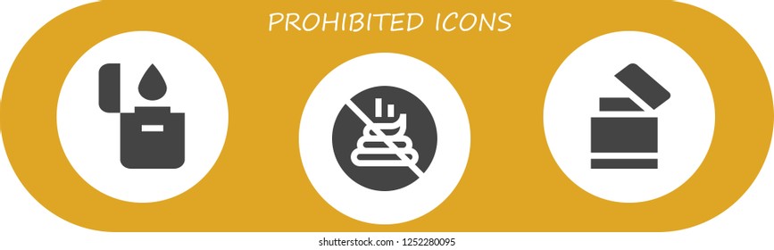 Vector icons pack of 3 filled prohibited icons. Simple modern icons about  - Lighter, No poop
