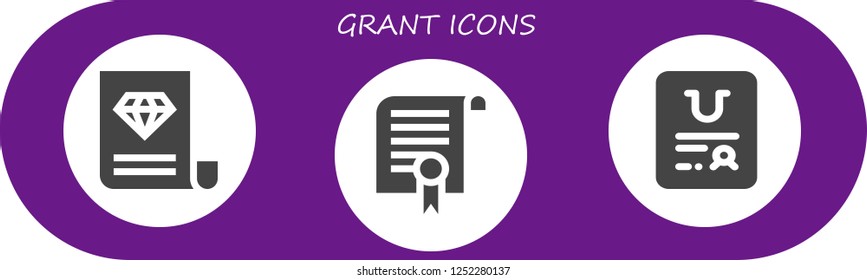 Vector icons pack of 3 filled grant icons. Simple modern icons about  - Certificate