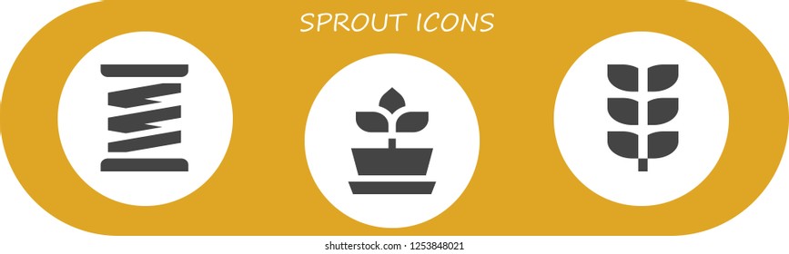 Vector icons pack of 3 filled sprout icons. Simple modern icons about  - Spring, Plant, Growing plant