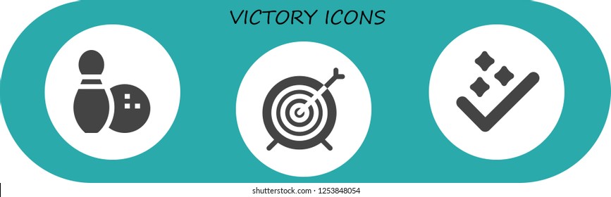 Vector icons pack of 3 filled victory icons. Simple modern icons about  - Bowling, Target, Success