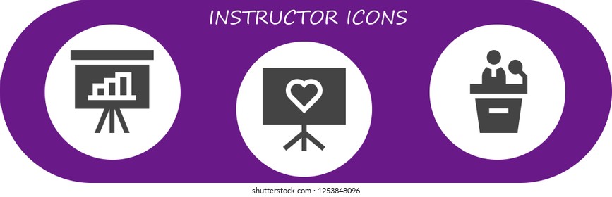 Vector icons pack of 3 filled instructor icons. Simple modern icons about  - Presentation