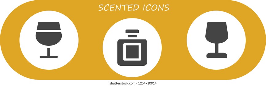 Vector icons pack of 3 filled scented icons. Simple modern icons about  - Wine glass, Fragance