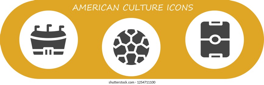 Vector icons pack of 3 filled american culture icons. Simple modern icons about  - Football