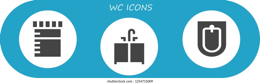 Vector icons pack of 3 filled wc icons. Simple modern icons about  - Urine, Sink, Bidet