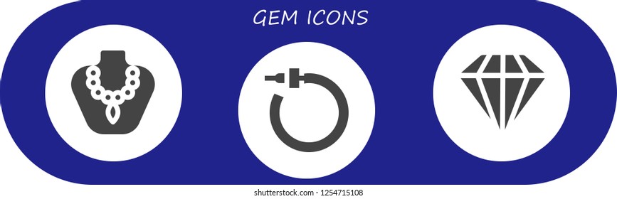 Vector icons pack of 3 filled gem icons. Simple modern icons about  - Necklace, Earrings, Diamond