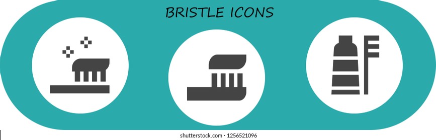 Vector icons pack of 3 filled bristle icons. Simple modern icons about  - Toothbrush