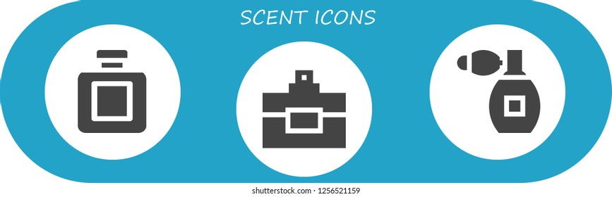 Vector icons pack of 3 filled scent icons. Simple modern icons about  - Fragance, Perfume