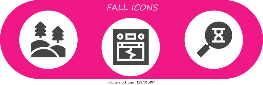 Vector icons pack of 3 filled fall icons. Simple modern icons about  - Forest, Earthquake, Sandclock