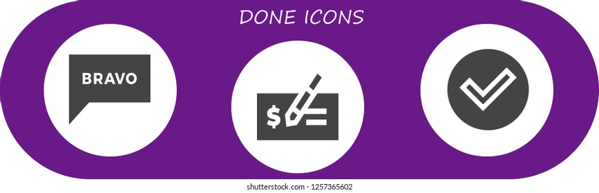 Vector icons pack of 3 filled done icons. Simple modern icons about  - Bravo, Check