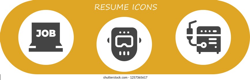 Vector icons pack of 3 filled resume icons. Simple modern icons about  - Job search, Welder