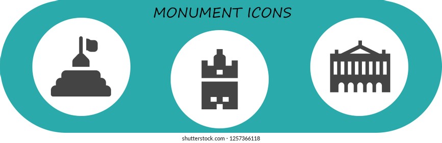 Vector icons pack of 3 filled monument icons. Simple modern icons about  - Pyramid, Giralda, Palais garnier