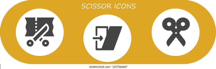 Vector icons pack of 3 filled scissor icons. Simple modern icons about  - Scissors, Shear